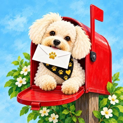 Hines peeking out of a mailbox holding an envelope